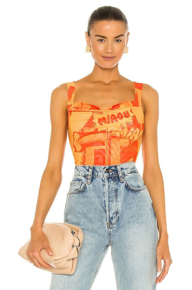 Miaou Imogene Corset in Stone Orange Size XS REVOLVE MSRP $225